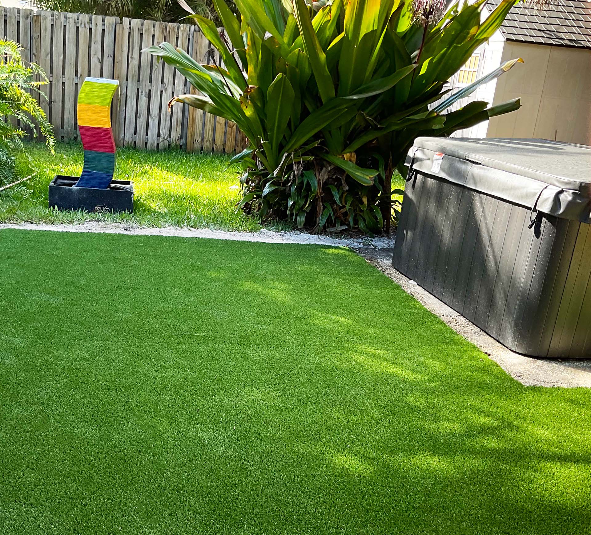A  Completed Turf Installation for a Delray Beach, FL Backyard